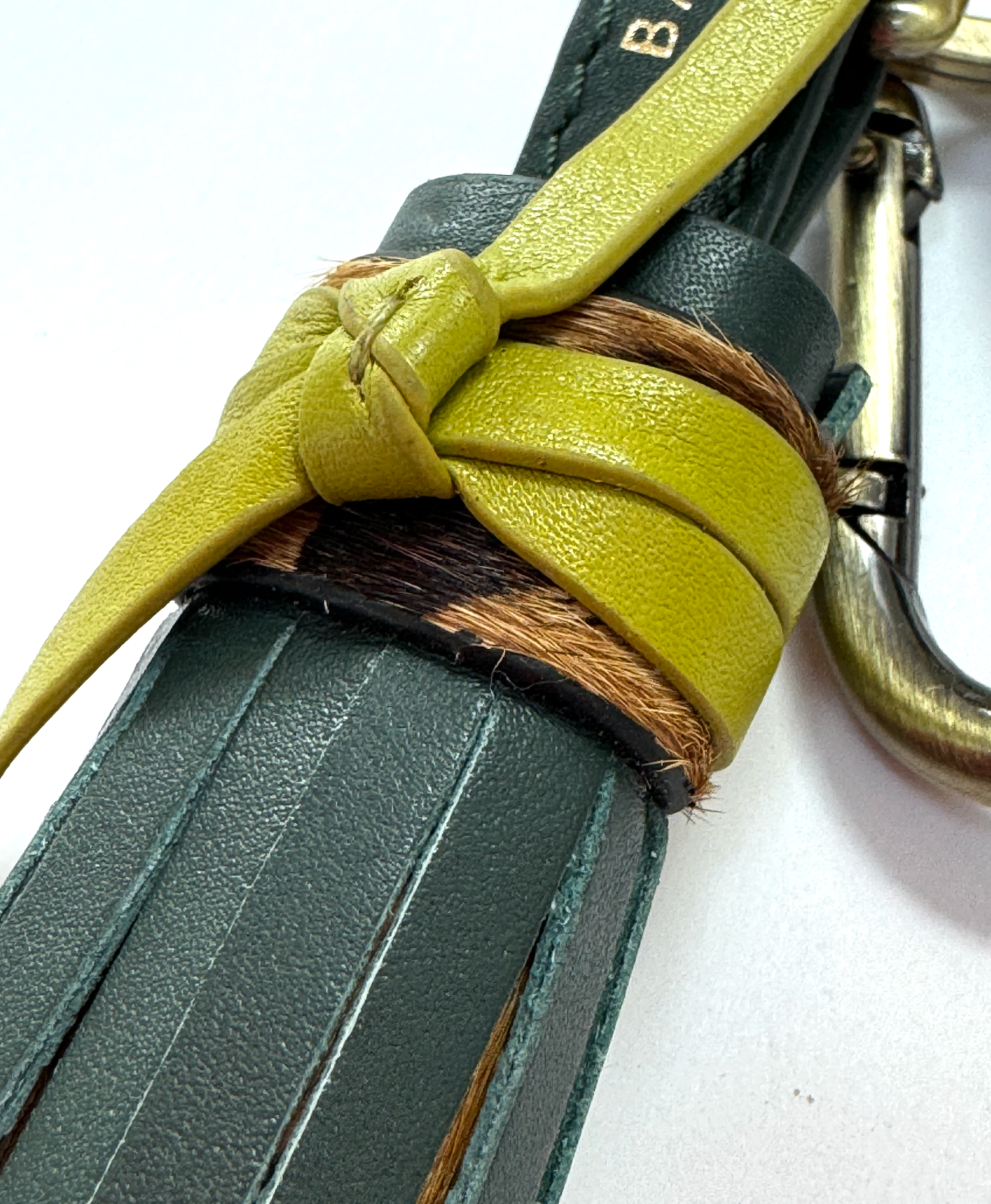 Leather Tassel - Forest Green with Leopard & Lime