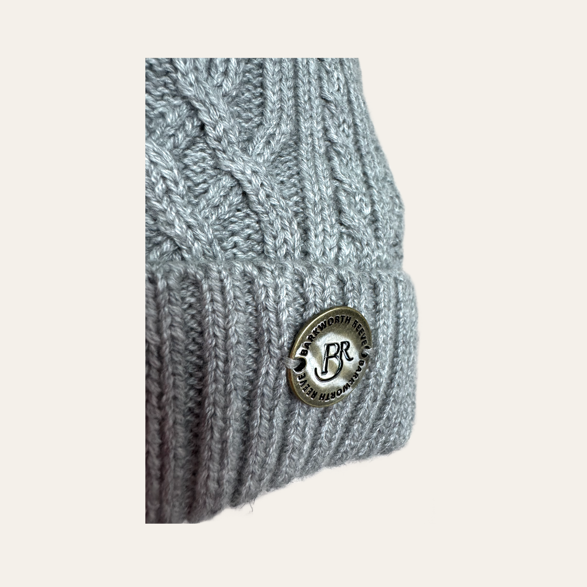 Bobble Hat - Light Grey cashmere mix yarn, fully fleece lined