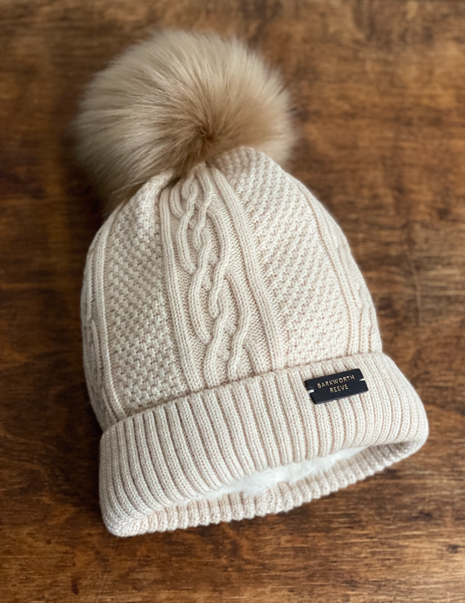 Cream wool store bobble hat