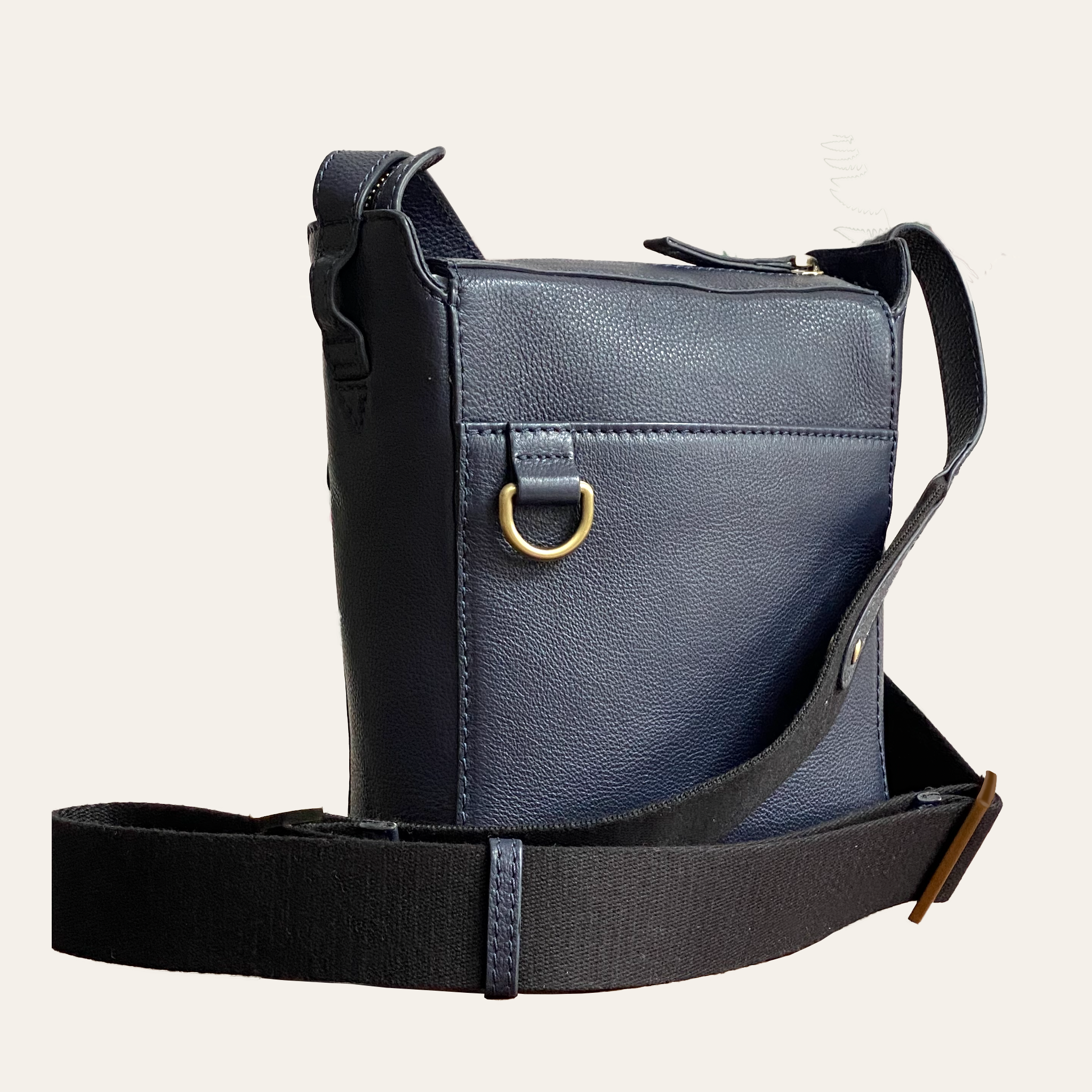 Hackthorn  Leather Crossbody Bag - Navy