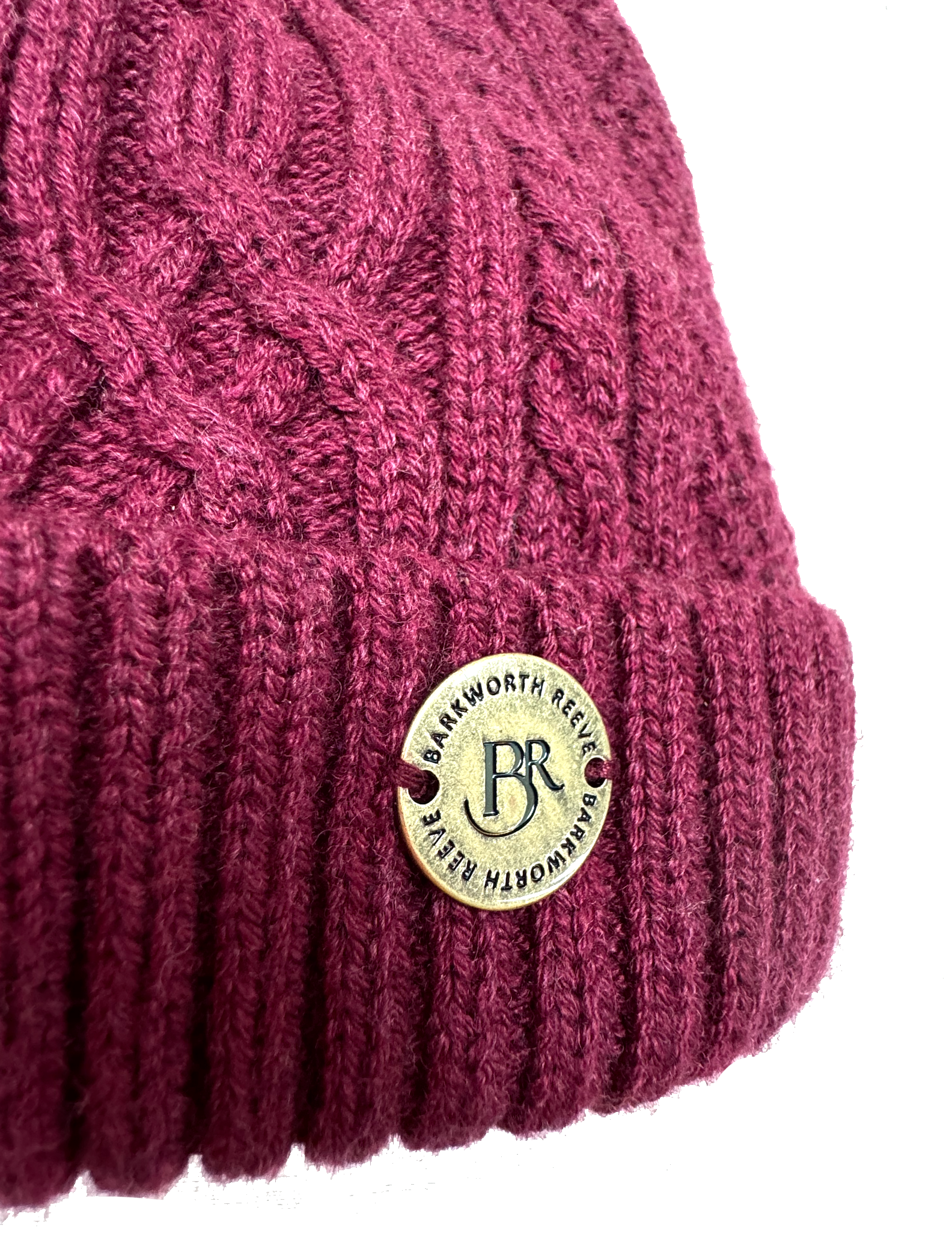 Bobble Hat - Burgundy cashmere mix yarn, fully fleece lined